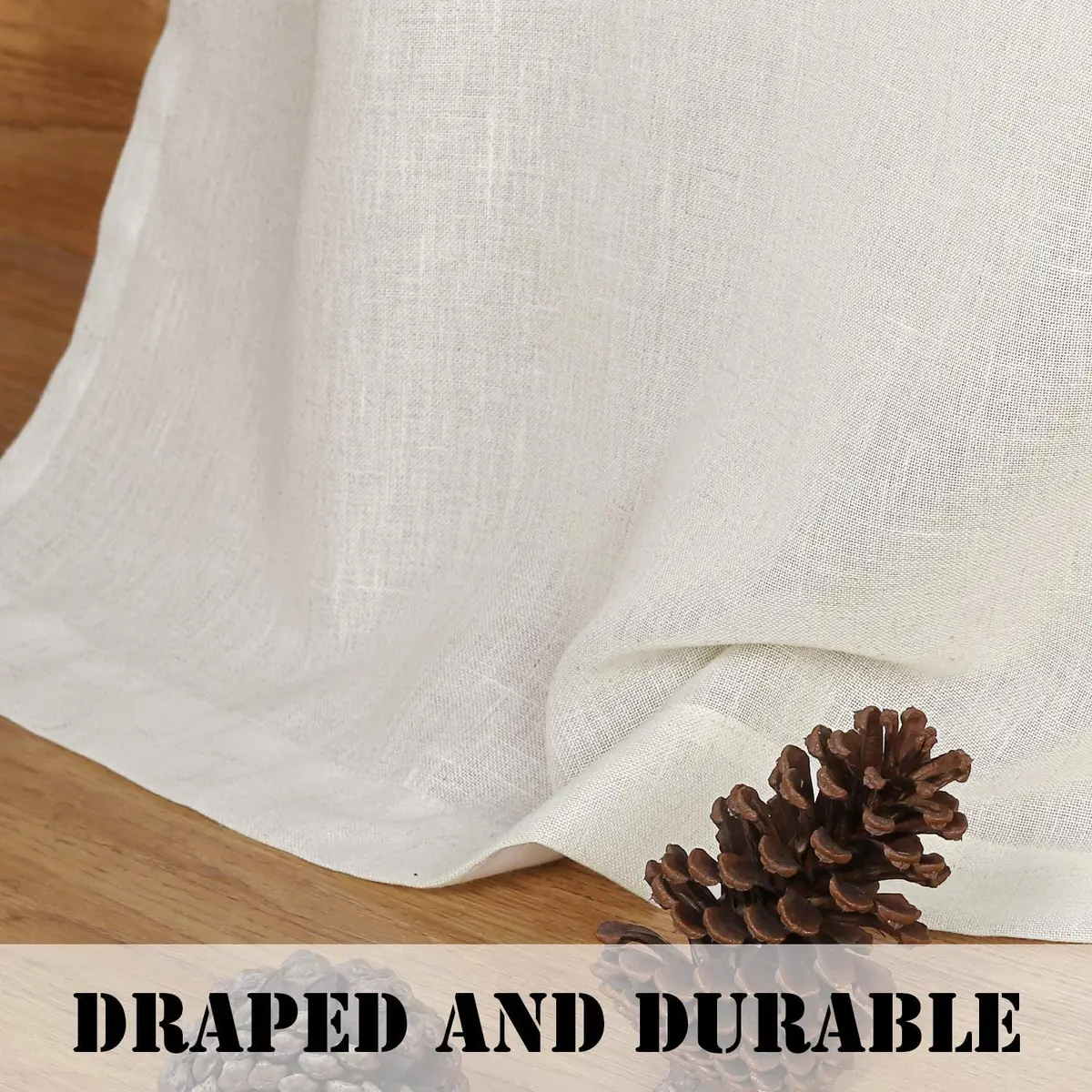H.VERSAILTEX Linen Curtains 96 Inches | Light Filter, Semi Privacy, 2 Panels, Natural - view 6