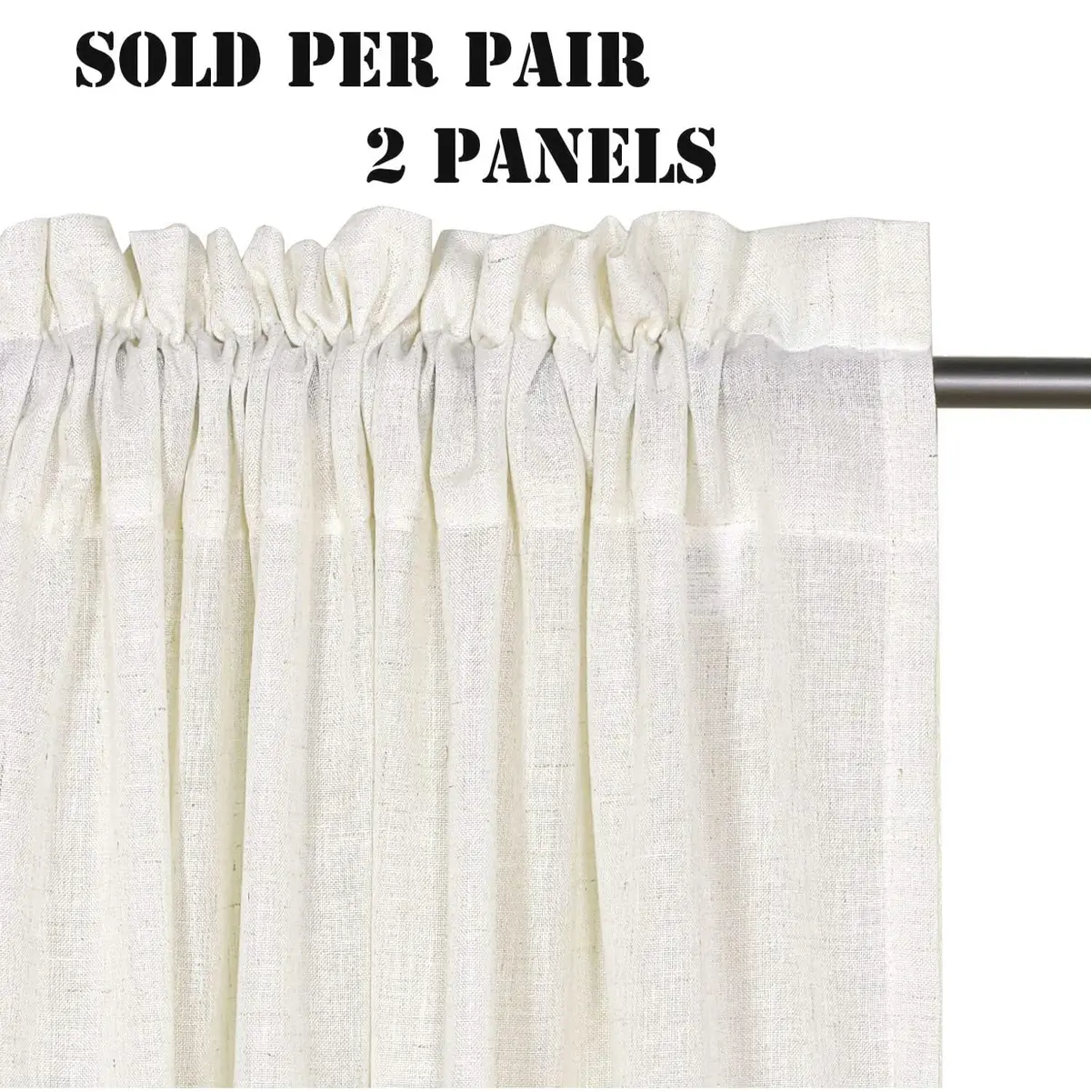 H.VERSAILTEX Linen Curtains 96 Inches | Light Filter, Semi Privacy, 2 Panels, Natural - view 2