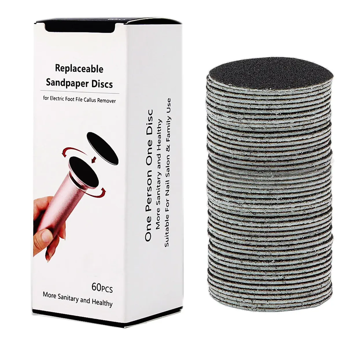 AONOLOVO 60PCS Replaceable Sandpaper Discs 180 Grit | Durable Foot File Refills for Callus Removal - view 5