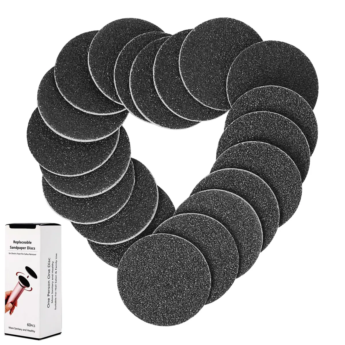 AONOLOVO 60PCS Replaceable Sandpaper Discs 180 Grit | Durable Foot File Refills for Callus Removal - view 7
