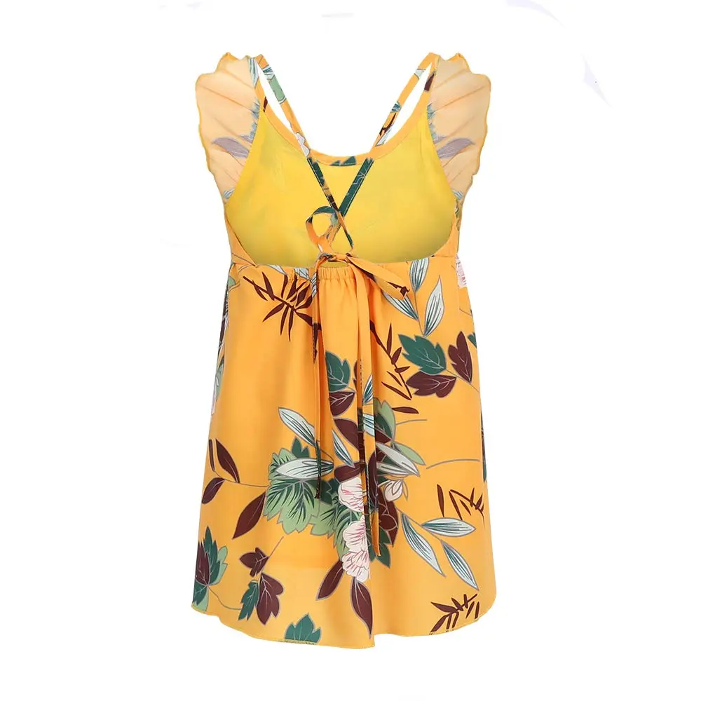 PopReal Mommy and Me Dresses Floral Print Fly Sleeve Strap Backless Ruffle Beach Mini Sundress 18-24 Months | Family Matching Summer Style - view 5
