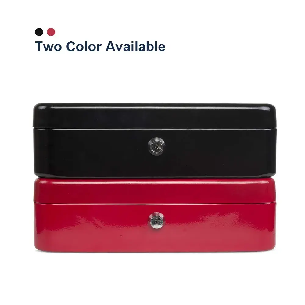 KYODOLED Locking Cash Box with Key & Tray 30cm (11.81") Red XL | Secure Metal Money Organizer - view 5