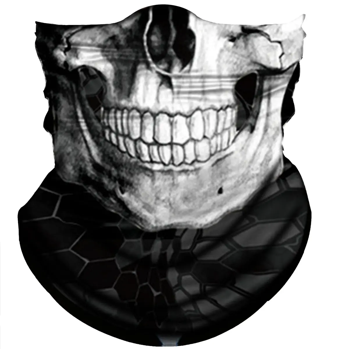 Obacle Black White Skull 3D Tube Mask Bandana for Dust, Wind & UV Protection - main product image