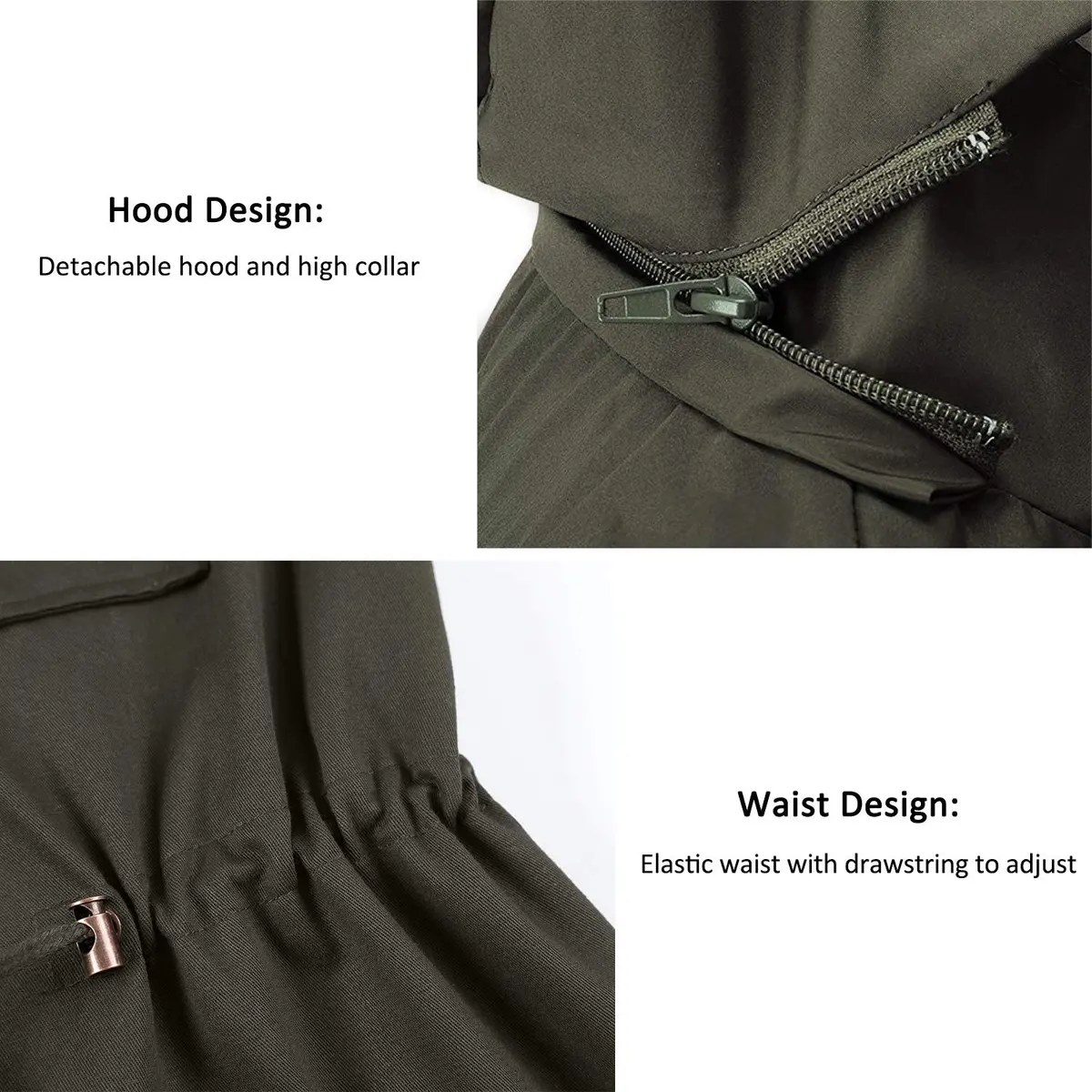 BBX Lephsnt Women's Front Zipper Solid Utility Anorak Hoodie Vest | Casual Military Style, Adjustable Fit - view 7
