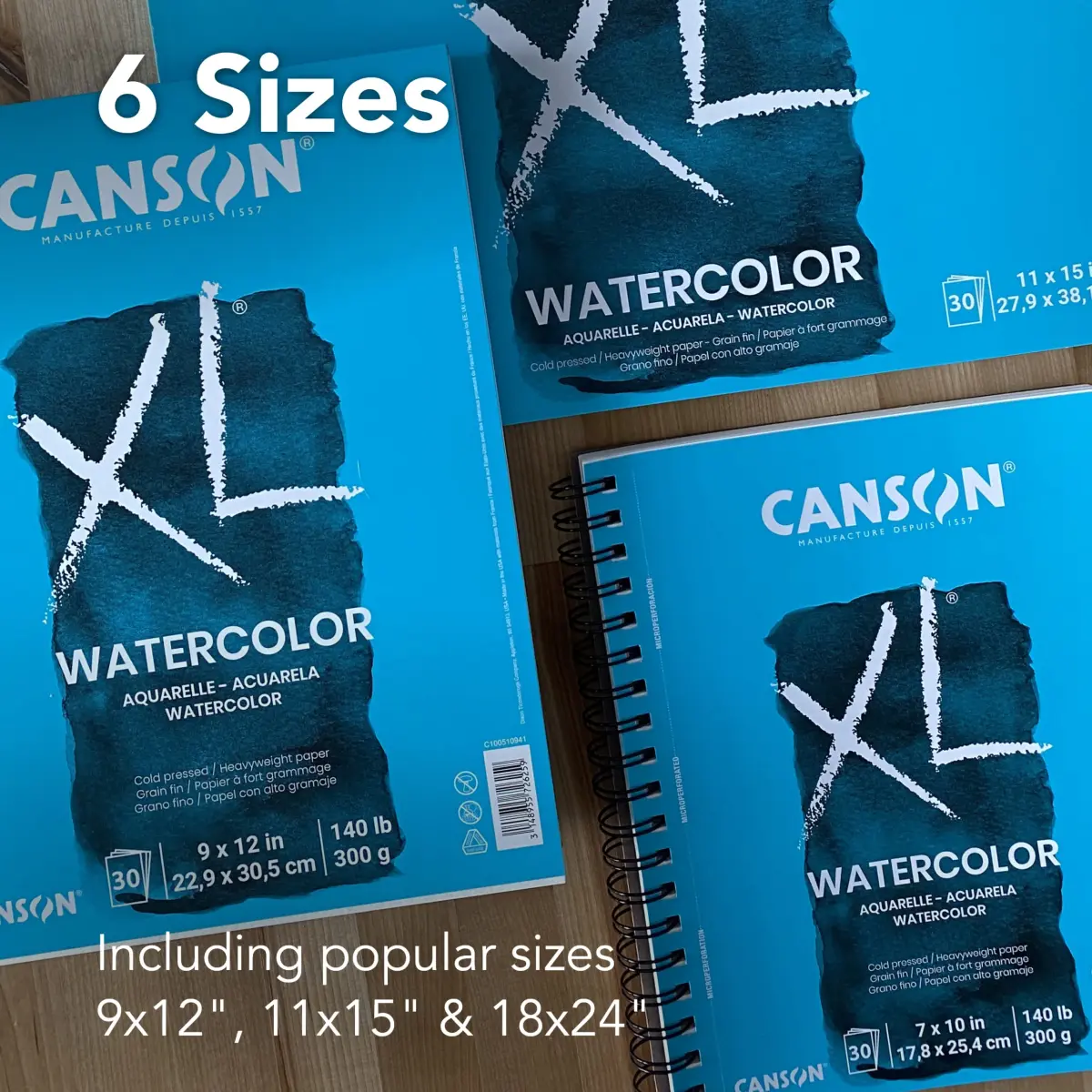 Canson XL Series Watercolor Paper Pad 9" x 12" 30 Sheets/Pad 6 Pads | 140 lb (300 gsm) Cold Press Paper for Mixed Media Art - view 4