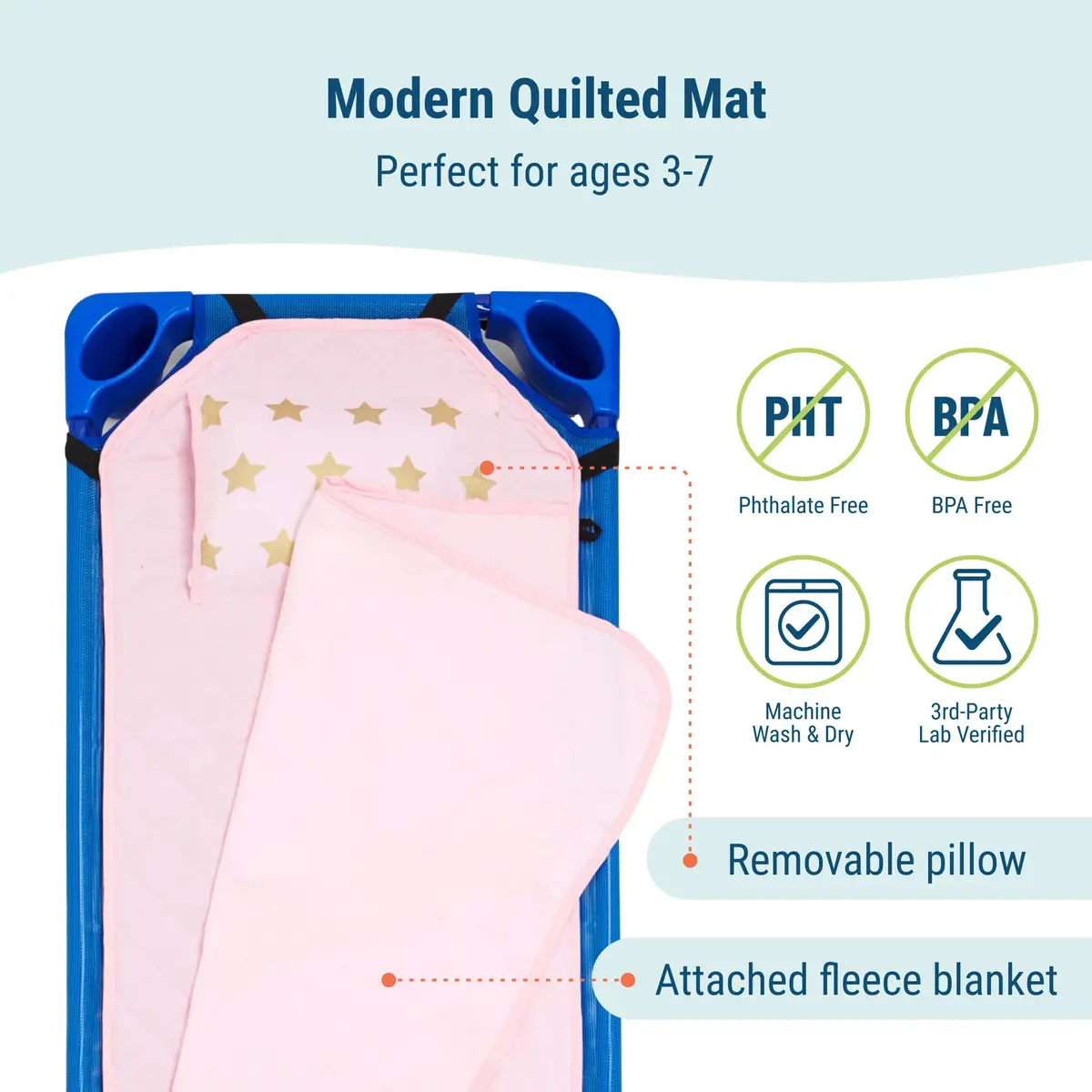 Wildkin Modern Nap Mat with Pillow and Blanket for Boys - Stars | Toddler Travel Bed for Daycare & Preschool - view 3