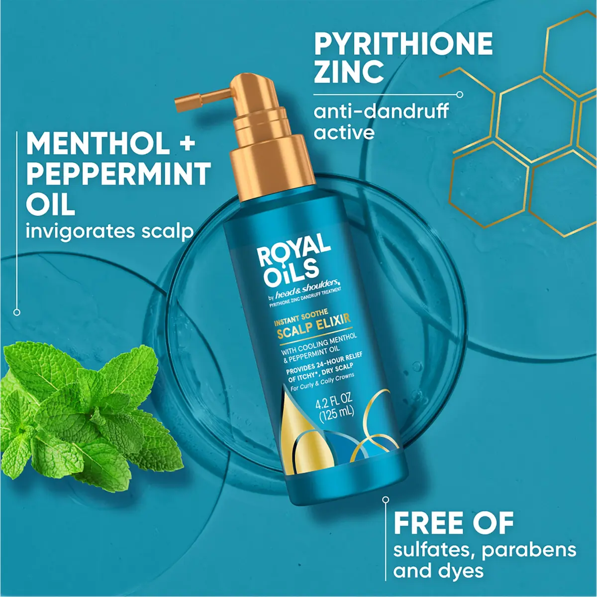 Head & Shoulders Royal Oils Instant Soothe Scalp Elixir 4.2 fl oz | No-Rinse Relief for Textured Hair - view 7