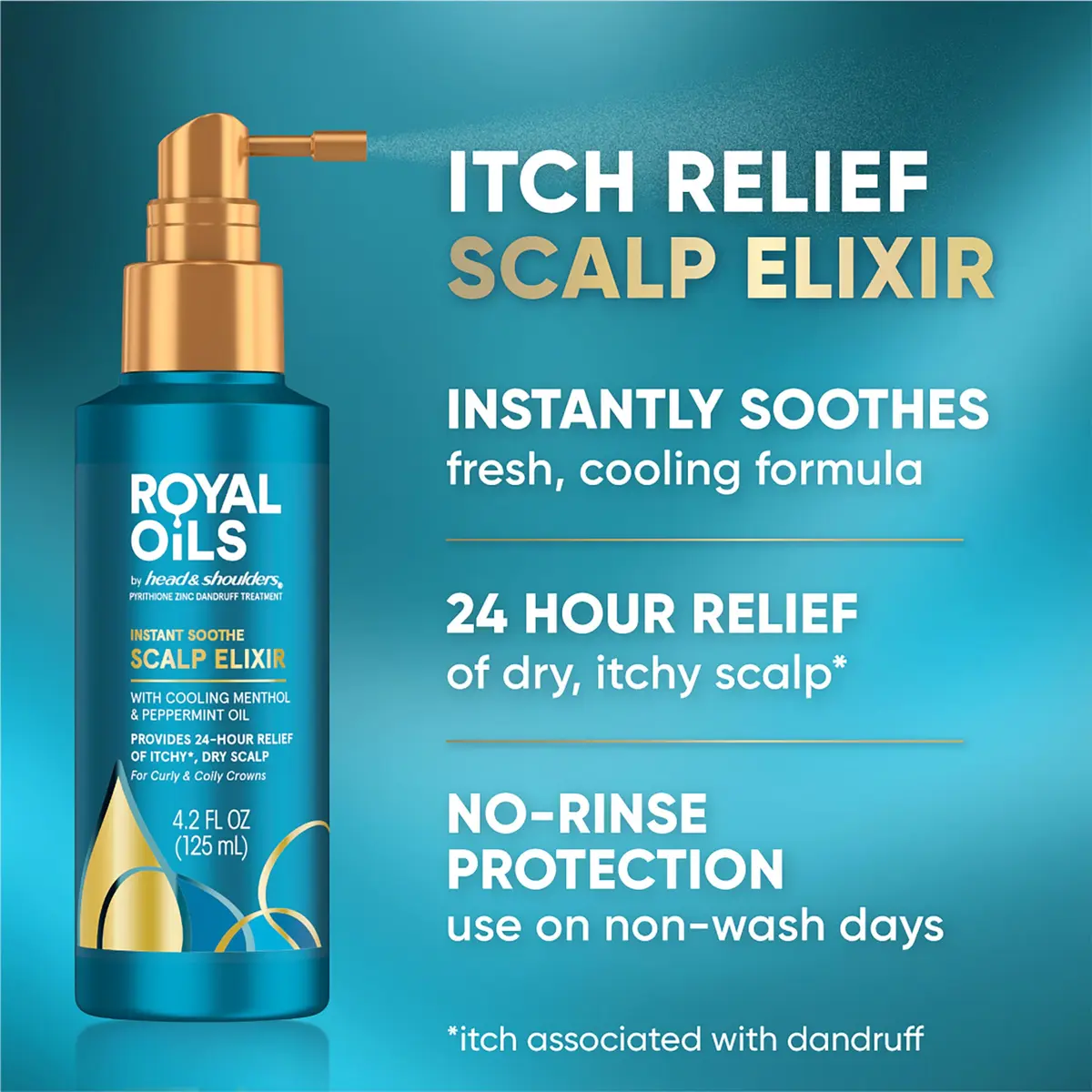 Head & Shoulders Royal Oils Instant Soothe Scalp Elixir 4.2 fl oz | No-Rinse Relief for Textured Hair - view 2