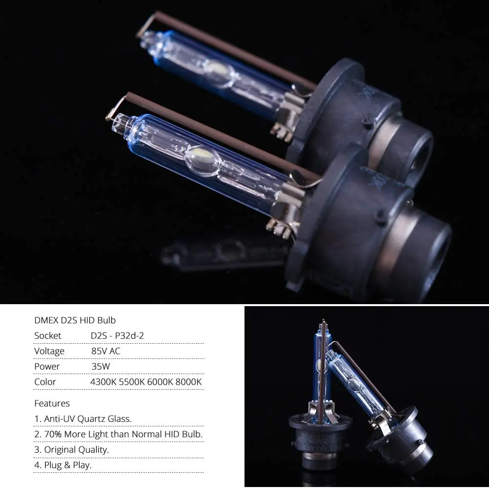 DMEX D2S HID Headlight Bulbs 4300K Warm White | 35W Xenon Replacement, Pack of 2 - view 5