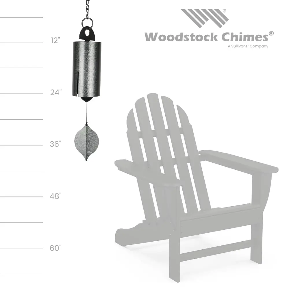 Woodstock Chimes Heroic Windbell Wind Chime for Outside 40" Large Silver | Deep Tone Sound, Outdoor Decor - view 3
