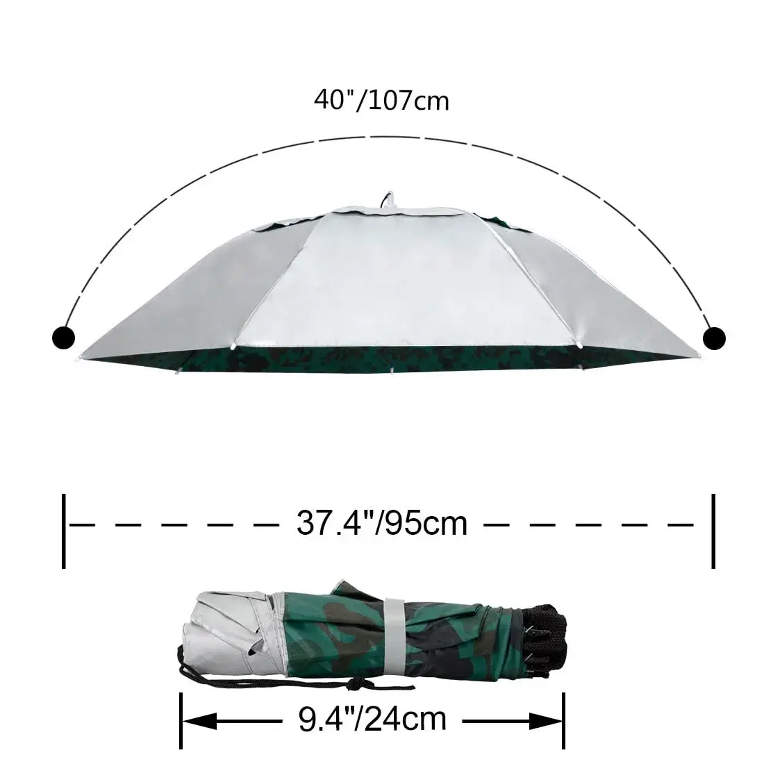 NEW-Vi Fishing Umbrella Hat 91.4cm (37.4") | Hands-Free Sun & Rain Protection for Outdoor Use - view 4