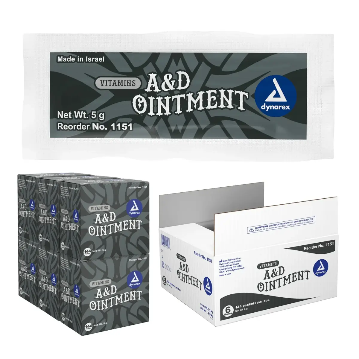 Dynarex Vitamins A&D Ointment Without Lanolin 5g Packets | Protects Minor Cuts, Burns, Dry Skin & Tattoo Aftercare - main product image