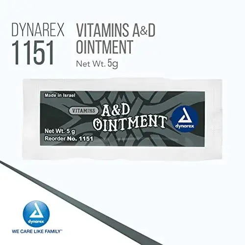 Dynarex Vitamins A&D Ointment Without Lanolin 5g Packets | Protects Minor Cuts, Burns, Dry Skin & Tattoo Aftercare - view 3