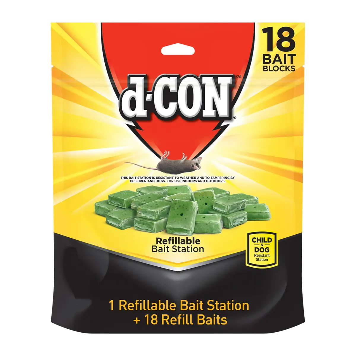 d-Con Refillable Mouse Bait Station 1 + 18 Refills | Compact Weatherproof Indoor/Outdoor Pest Control - main product image