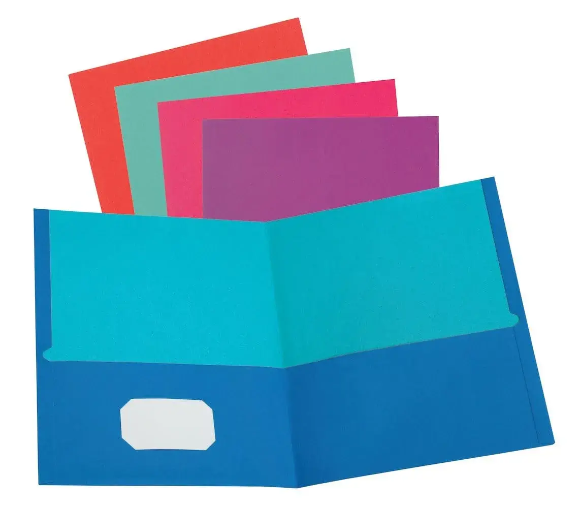 Oxford 2 Pocket Folders, Textured Paper, Assorted Colors, Letter Size, 25 Per Box | Durable & Organized - main product image