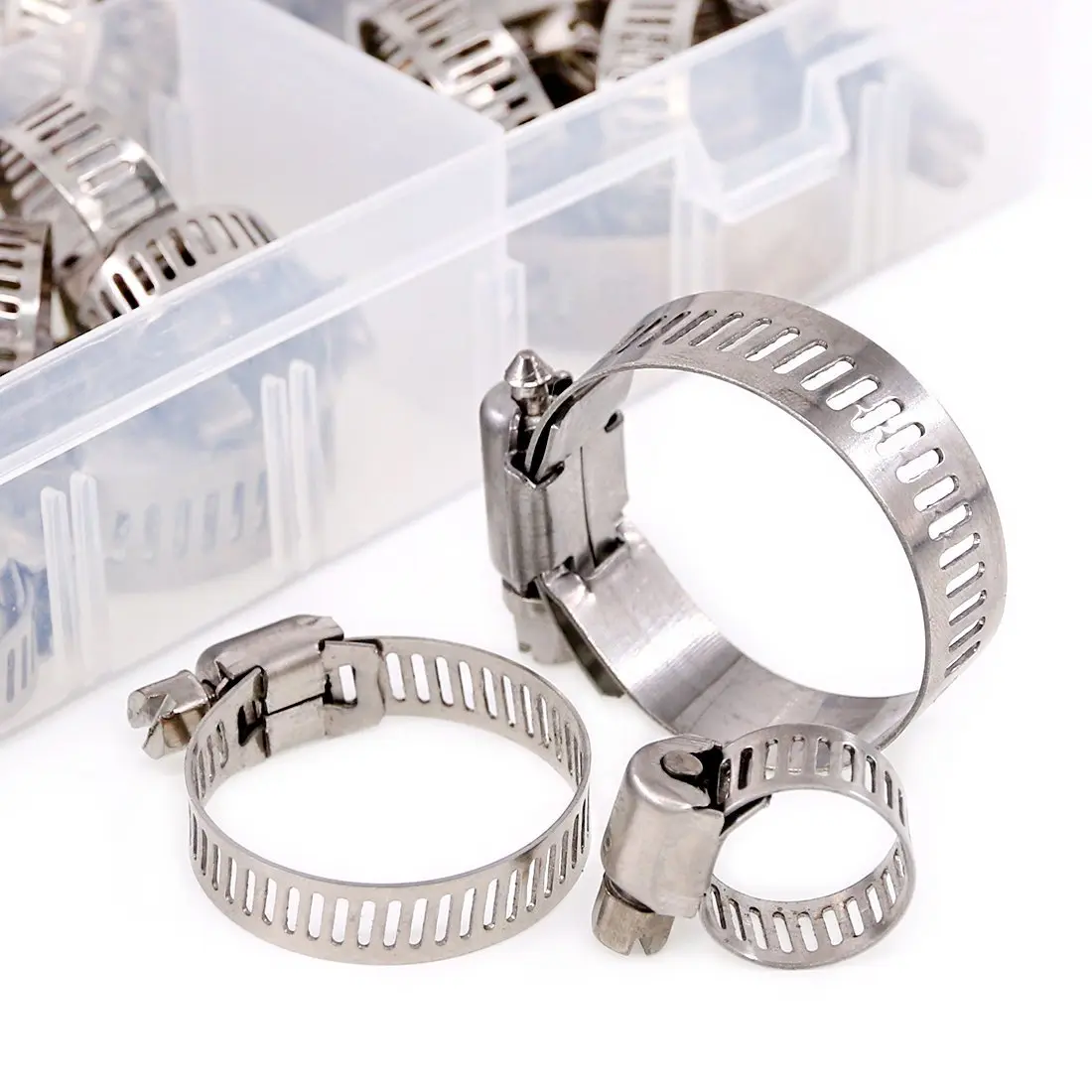 Swpeet 60Pcs Assorted Hose Clamps Kit 6-38mm | Stainless Steel Worm Gear for Automotive & Plumbing - view 3