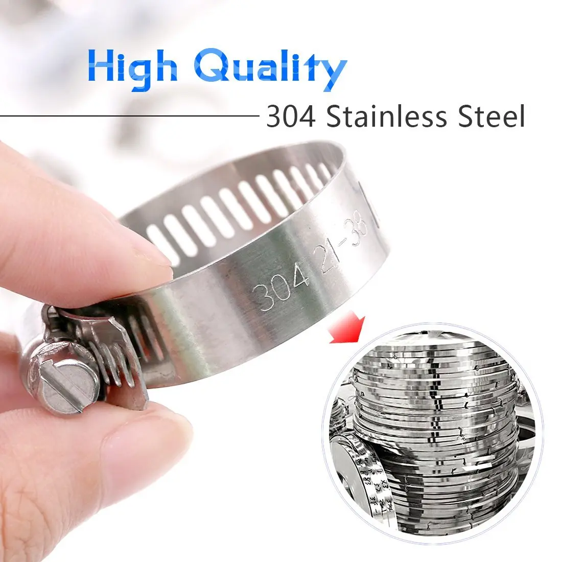Swpeet 60Pcs Assorted Hose Clamps Kit 6-38mm | Stainless Steel Worm Gear for Automotive & Plumbing - view 4
