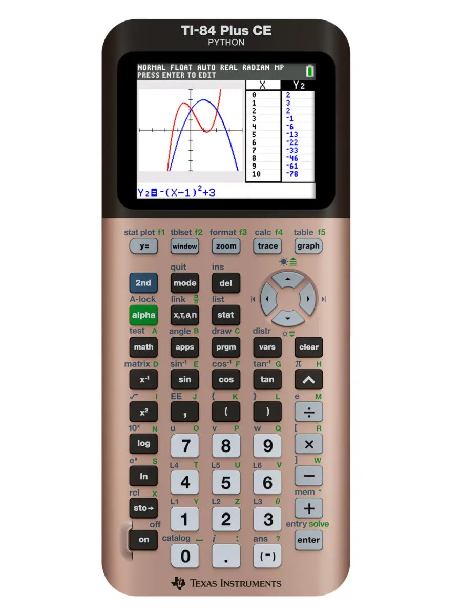 Texas Instruments TI-84 Plus CE Graphing Calculator, Rose Gold 25cm (9.8in) | Python Enabled, Color Display - main product image
