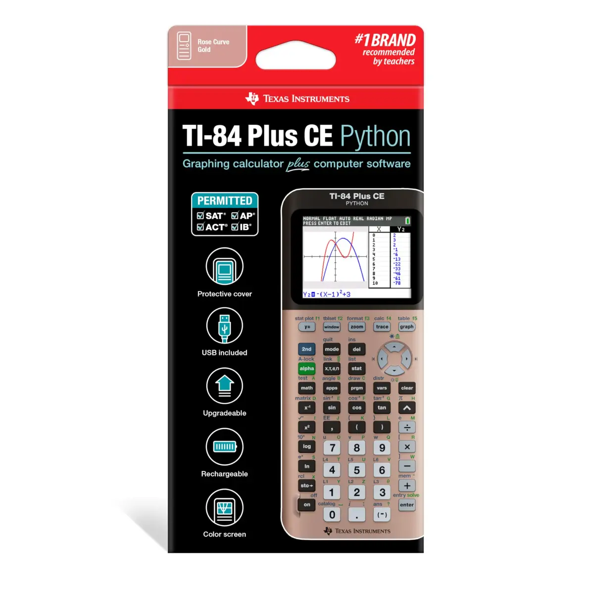 Texas Instruments TI-84 Plus CE Graphing Calculator, Rose Gold 25cm (9.8in) | Python Enabled, Color Display - view 2