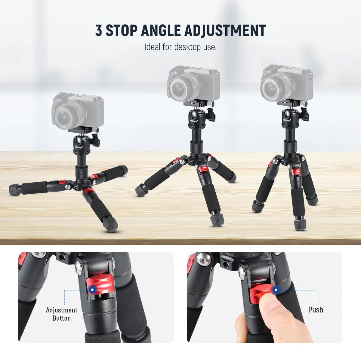 NEEWER Portable Travel Mini Tabletop Tripod 50cm Aluminum Alloy | 11 lb Max Load, 360° Ball Head - view 5
