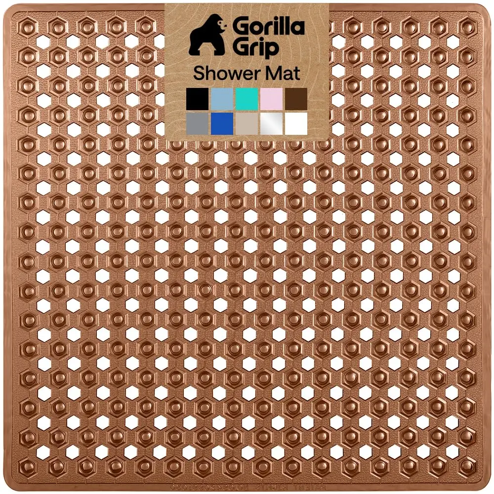 GORILLA GRIP Square Shower Stall Mat 53cm x 53cm (21" x 21") | Patented Suction Grip & Drainage for Smooth Surfaces - main product image