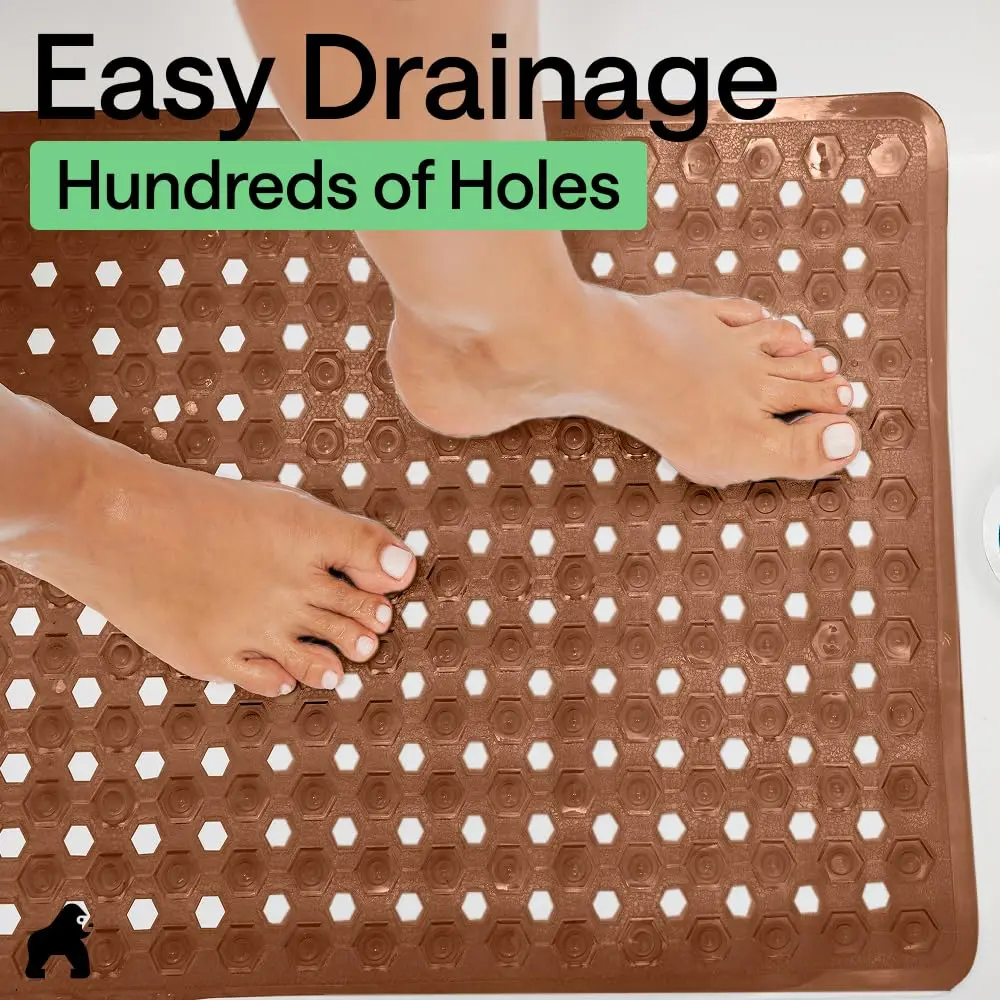 GORILLA GRIP Square Shower Stall Mat 53cm x 53cm (21" x 21") | Patented Suction Grip & Drainage for Smooth Surfaces - view 5
