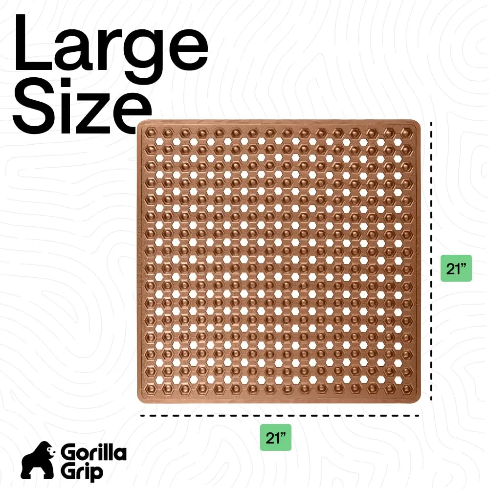 GORILLA GRIP Square Shower Stall Mat 53cm x 53cm (21" x 21") | Patented Suction Grip & Drainage for Smooth Surfaces - view 7