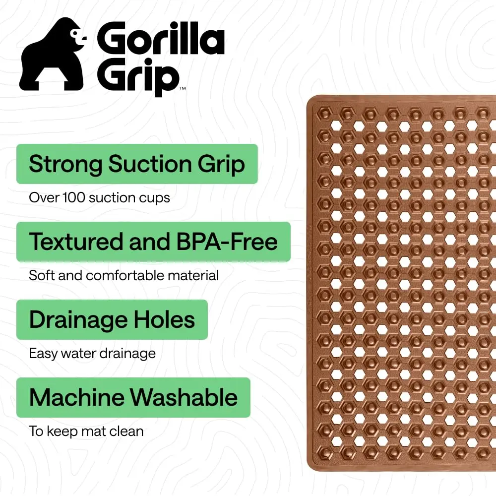 GORILLA GRIP Square Shower Stall Mat 53cm x 53cm (21" x 21") | Patented Suction Grip & Drainage for Smooth Surfaces - view 2