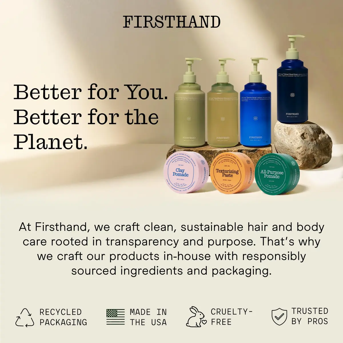 Firsthand Supply All-Purpose Hair Pomade 3oz | Firm Hold, Low Shine, Organic & Water Based - view 7
