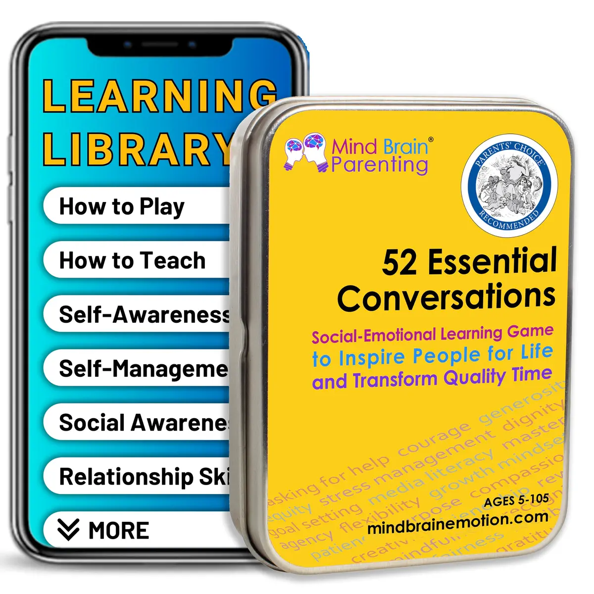Mind Brain Emotion 52 Essential Conversations Card Deck | Award-Winning SEL Tool for Kids, Family, and Therapists - main product image