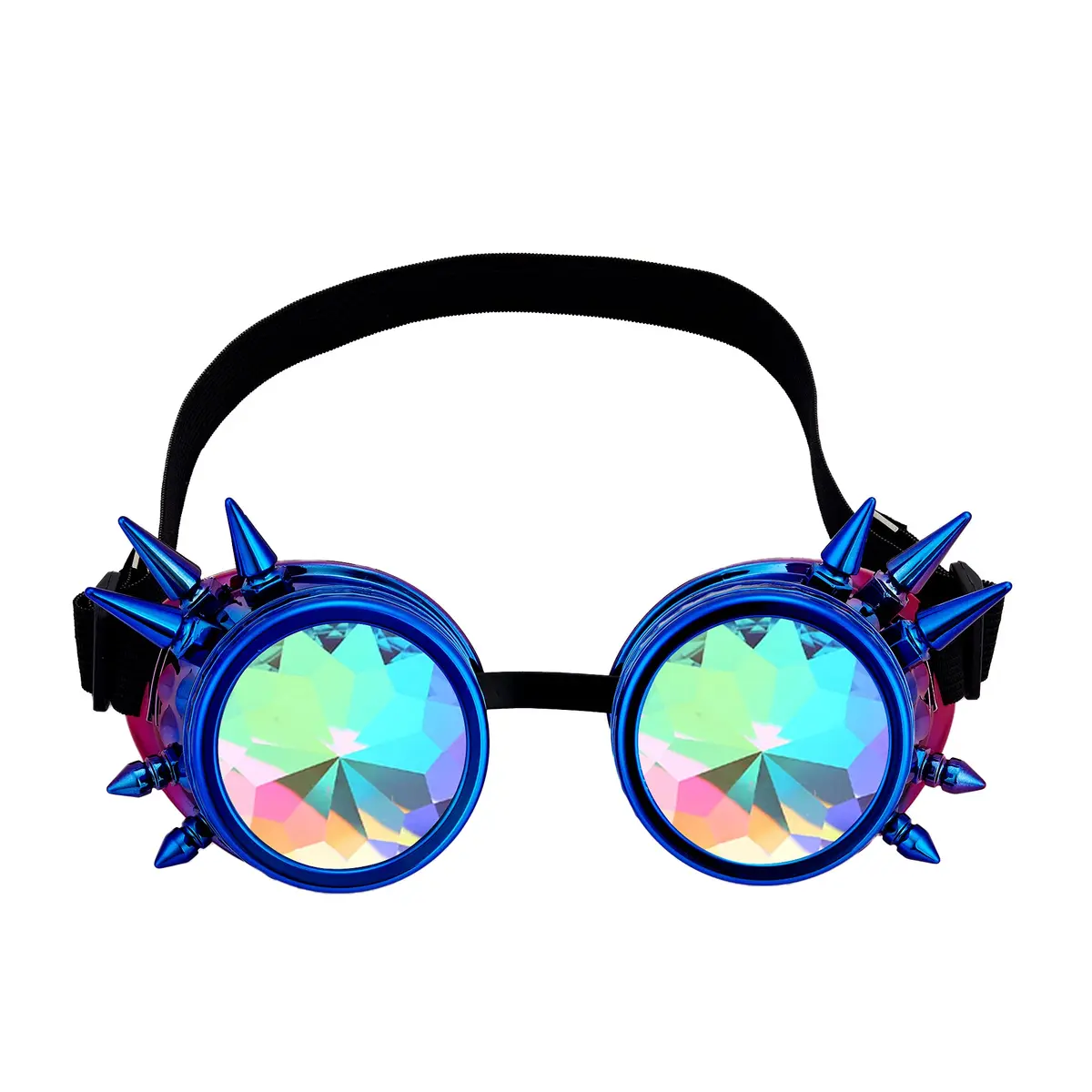 Lelinta Kaleidoscope Spiked Goggles with Adjustable Straps | Blue-Purple Spike - main product image