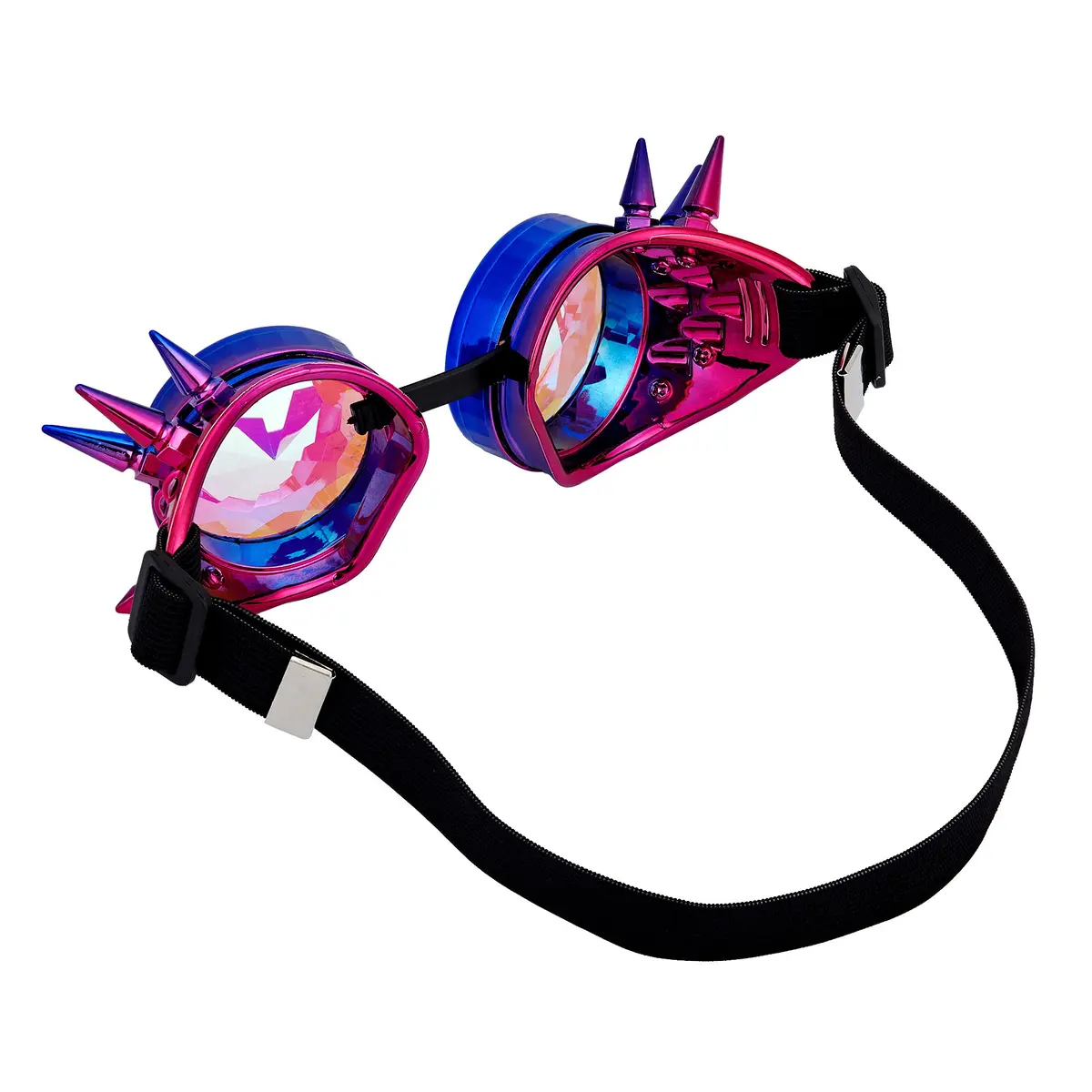 Lelinta Kaleidoscope Spiked Goggles with Adjustable Straps | Blue-Purple Spike - view 7