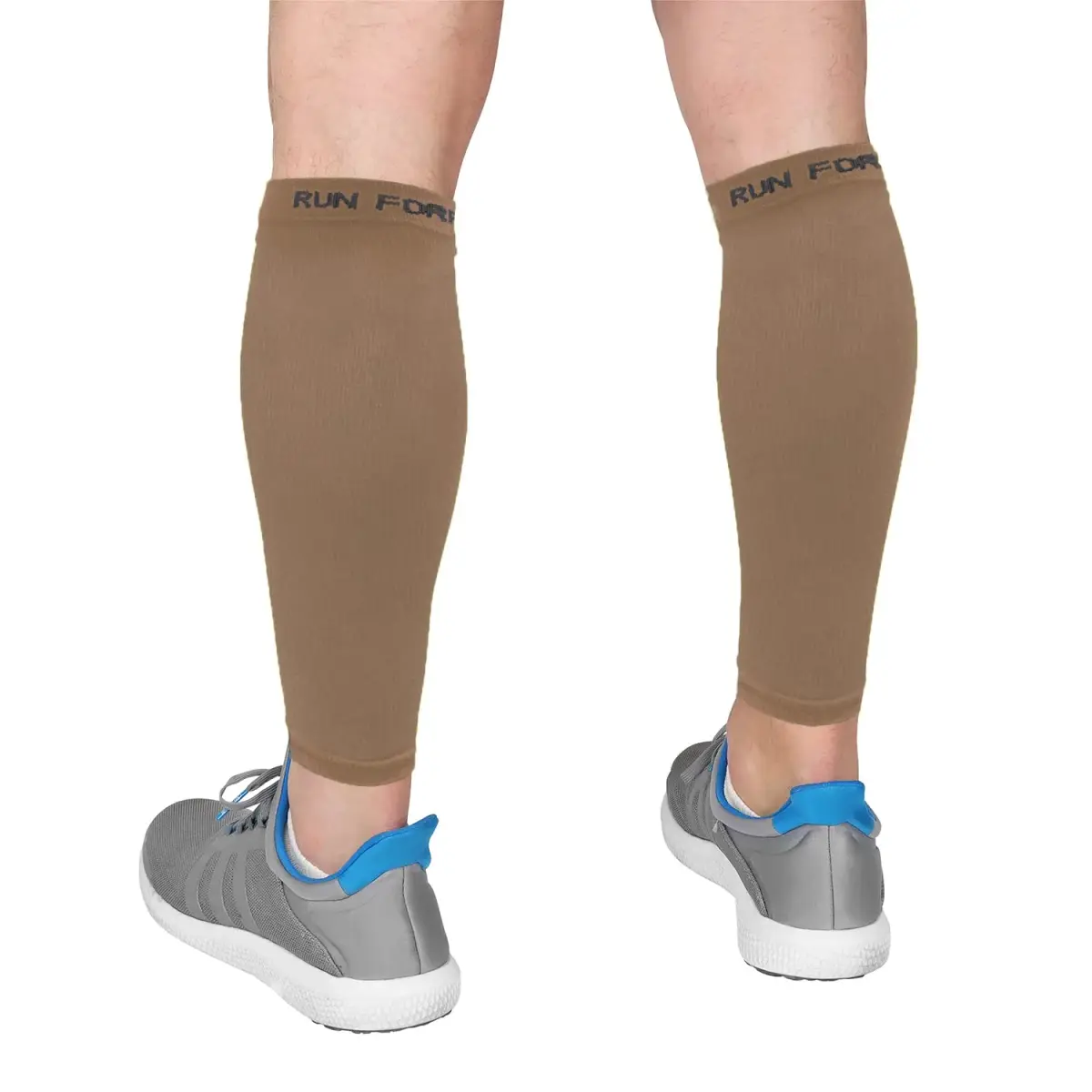 Run Forever Calf Compression Sleeve - Beige, Medium | 20-30mmHg Graduated Compression for Pain Relief & Recovery - main product image