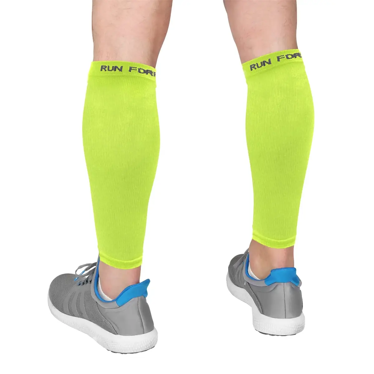 Run Forever Calf Compression Sleeve Large Yellow | 20-30mmHg Graduated Compression for Pain Relief & Recovery - main product image