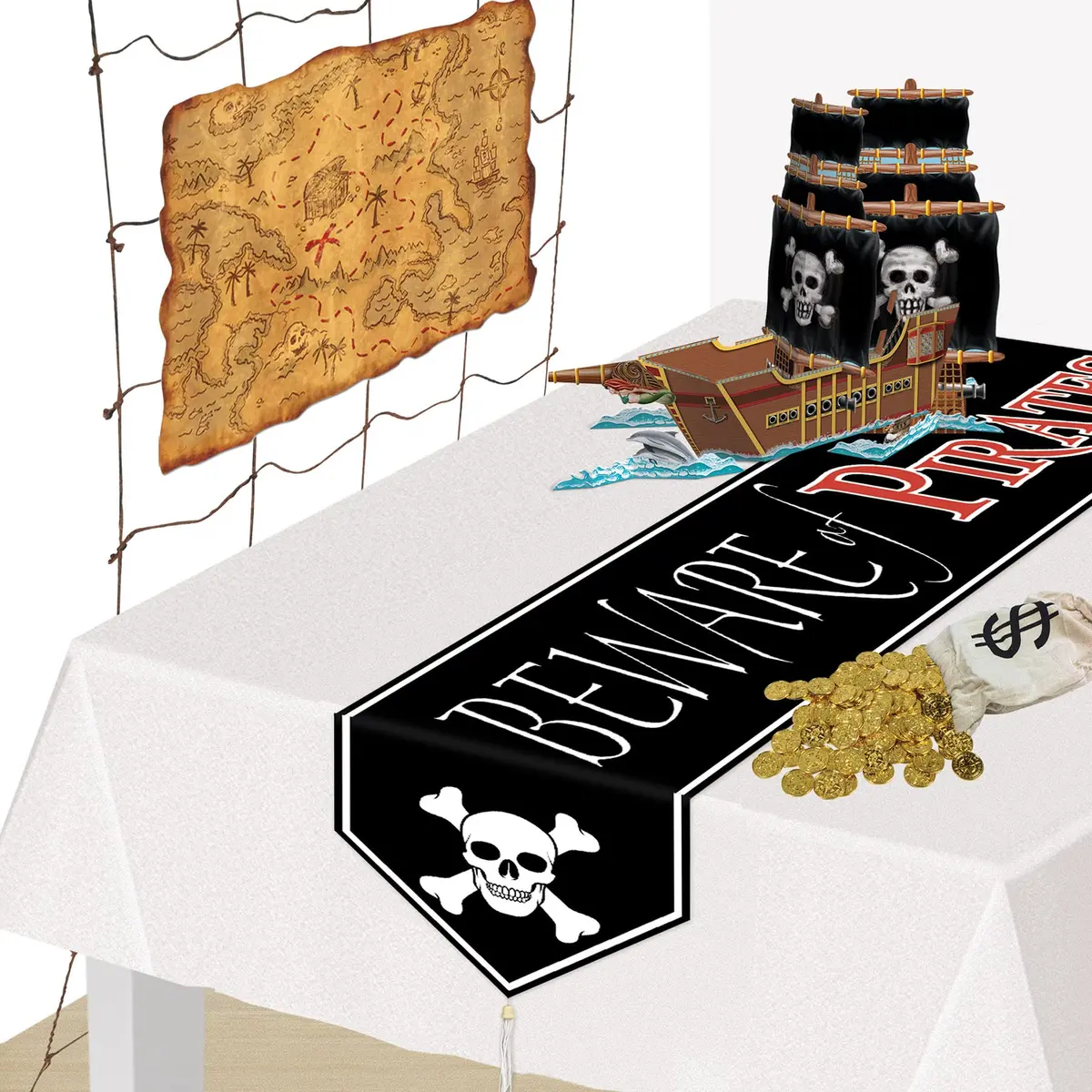 Beistle Plastic Gold Pirate Coins – Pack of 200, Double-Sided Treasure | Pirate-themed party décor - view 5