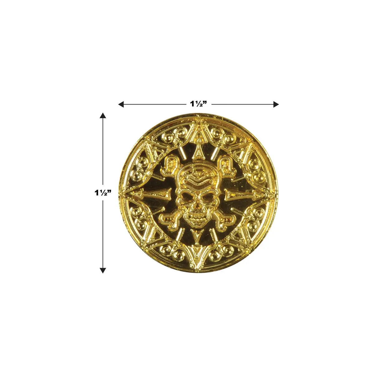 Beistle Plastic Gold Pirate Coins – Pack of 200, Double-Sided Treasure | Pirate-themed party décor - view 2