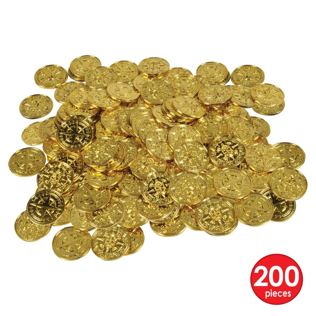 Beistle Plastic Gold Pirate Coins – Pack of 200, Double-Sided Treasure | Pirate-themed party décor - view 4