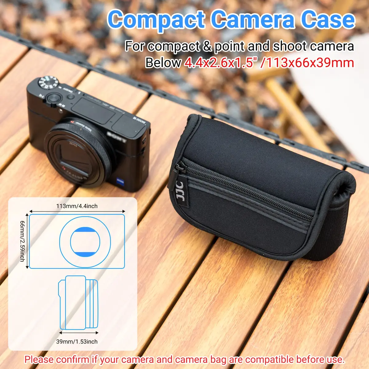 JJC Compact Camera RX100 VII Case Pouch for Sony RX100 VII & More | Impact-Resistant Neoprene (70-120 chars) - view 2