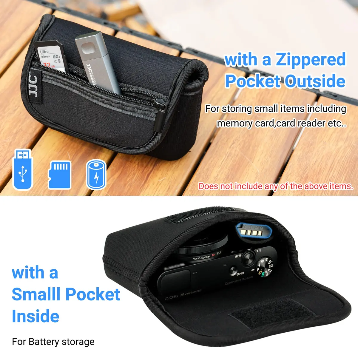 JJC Compact Camera RX100 VII Case Pouch for Sony RX100 VII & More | Impact-Resistant Neoprene (70-120 chars) - view 4