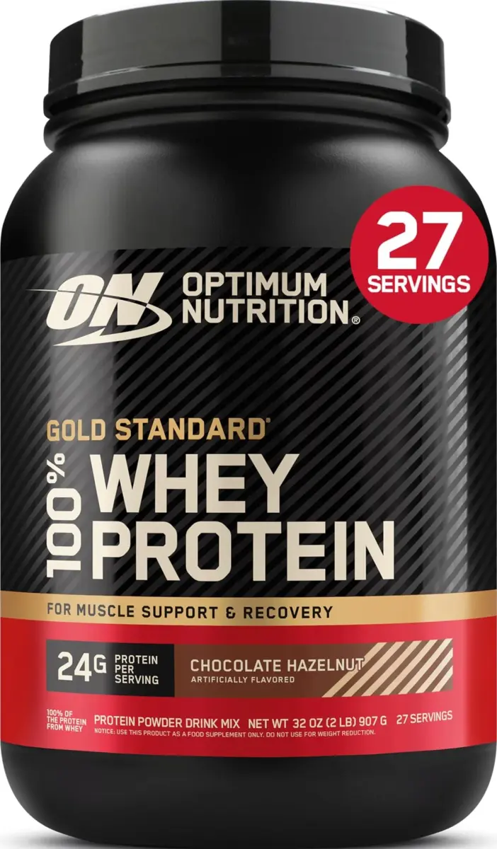 Optimum Nutrition Gold Standard Chocolate Hazelnut Whey Protein Powder 907g (2 Pound) | High Protein for Muscle Recovery - main product image