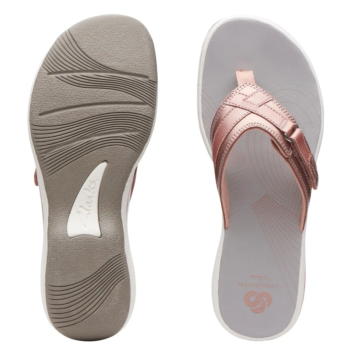 Clarks Breeze Sea Flip-Flop 11 | Rose Gold Synthetic, Casual Comfort, Heel 30mm - view 9