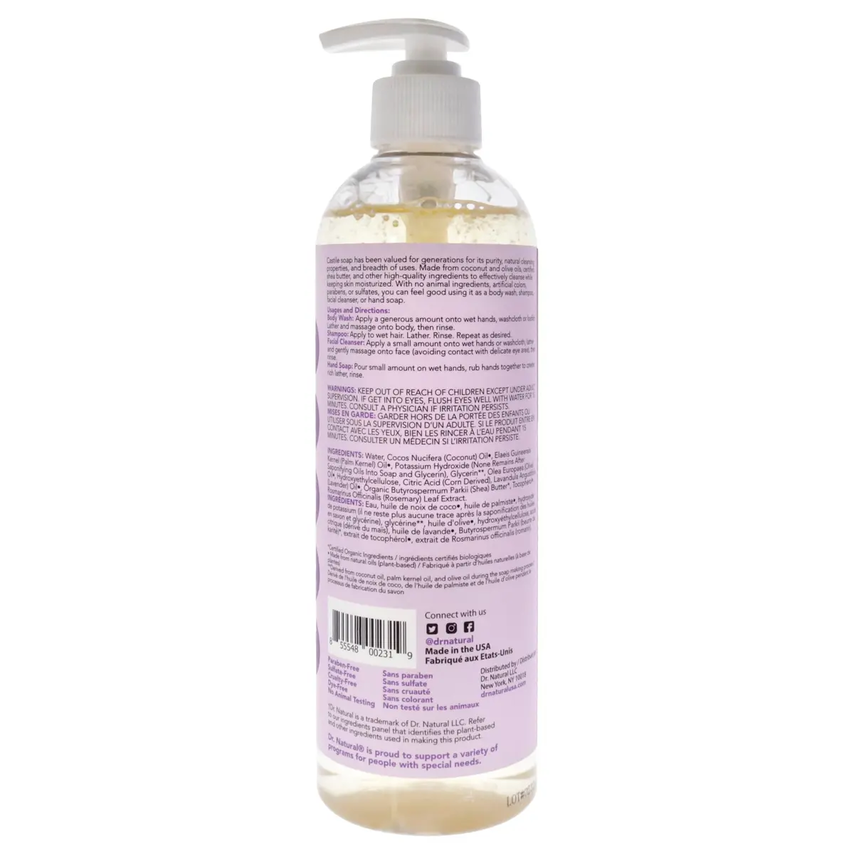 Dr. Natural Castile Liquid Soap - Multi-Use Body Wash, Shampoo & Face Wash | Hydrating & Gentle (120c) - view 4