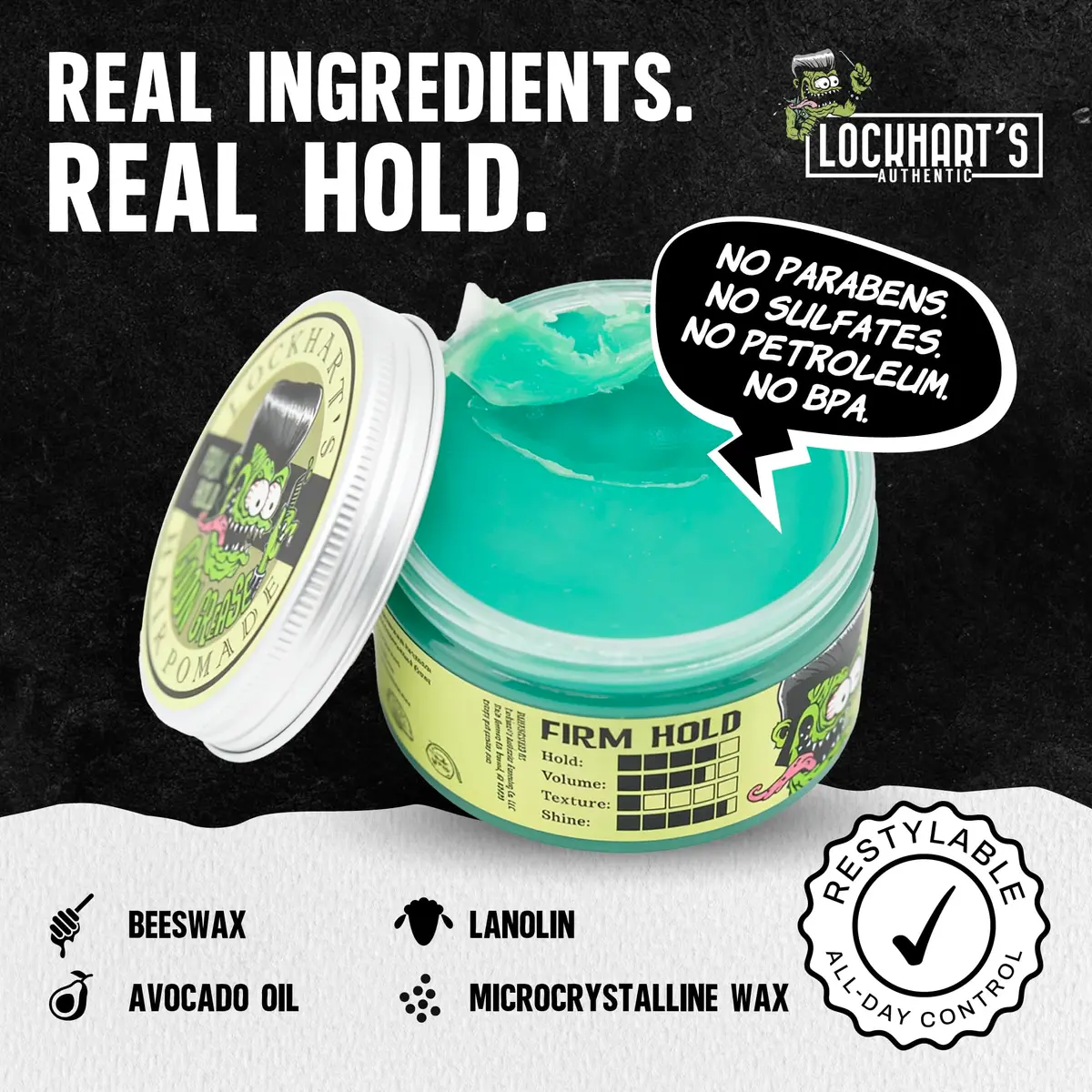 Lockhart's Goon Grease Oil-Based Pomade for Men, Firm Hold & Shine, 3.4 oz | Classic, Reworkable, Moisturizing - view 4