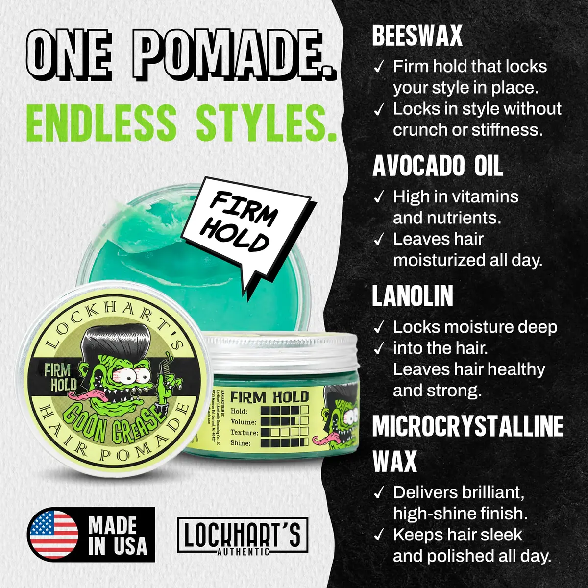 Lockhart's Goon Grease Oil-Based Pomade for Men, Firm Hold & Shine, 3.4 oz | Classic, Reworkable, Moisturizing - view 2