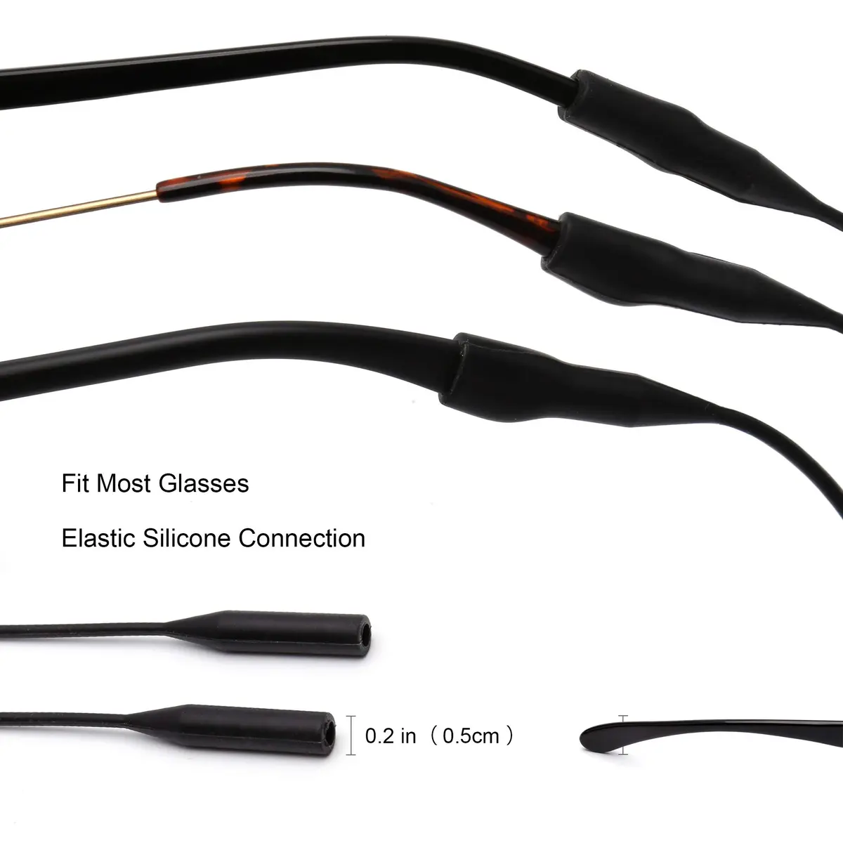 JM Elastic Silicone Eyeglasses Strap Holder Waterproof Glasses Retainer 2 Pack | Adjustable, Water-Resistant, Fits Most Glasses - view 3