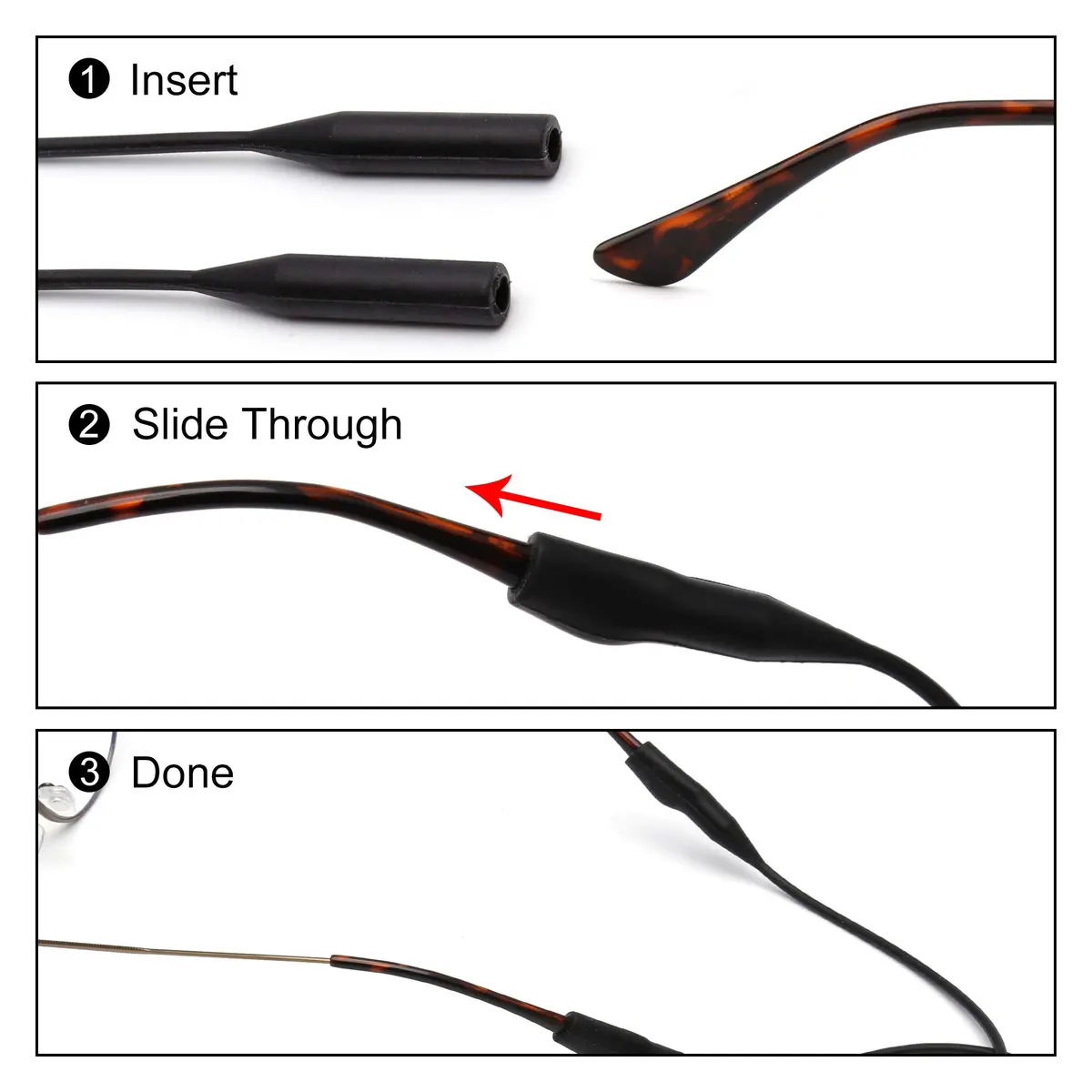 JM Elastic Silicone Eyeglasses Strap Holder Waterproof Glasses Retainer 2 Pack | Adjustable, Water-Resistant, Fits Most Glasses - view 4