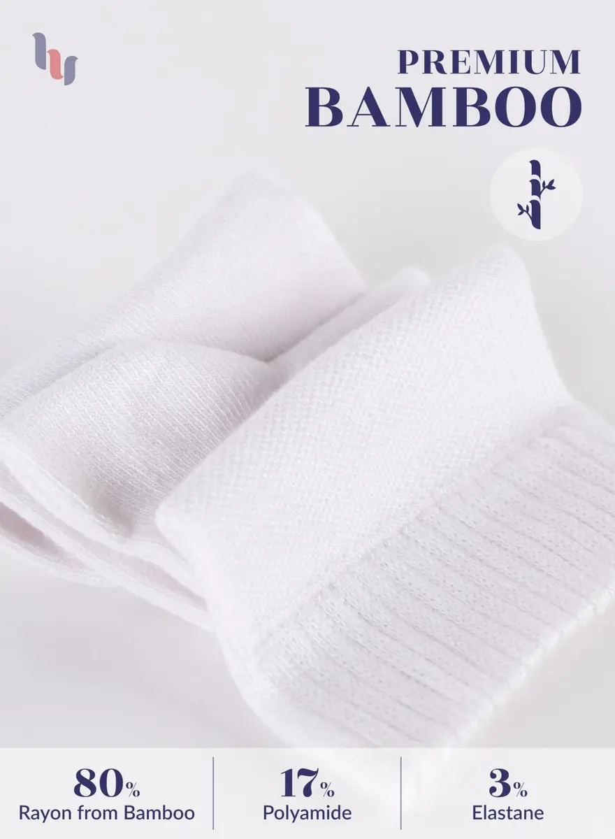 Hugh Ugoli Diabetic Socks for Men, Loose Ankle Rayon, Extra-Wide, Thin, Seamless Toe, Non-Binding Top, 4 Pairs, White, Shoe Size: 8-11 | Breathable & Soft - view 4