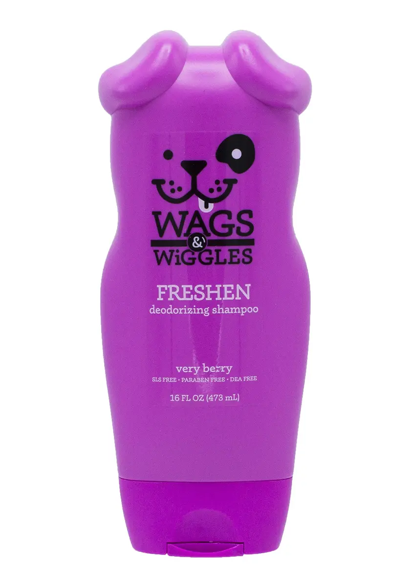 Wags & Wiggles Freshen Deodorizing Dog Shampoo Very Berry 473ml (16 Fl Oz) | pH-Balanced Formula for All Breeds - main product image