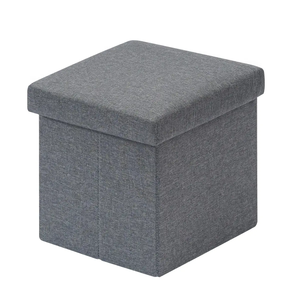 B FSOBEIIALEO Storage Ottoman Cube, 11.8" Linen Grey | Small Foldable Footstool & Storage - main product image