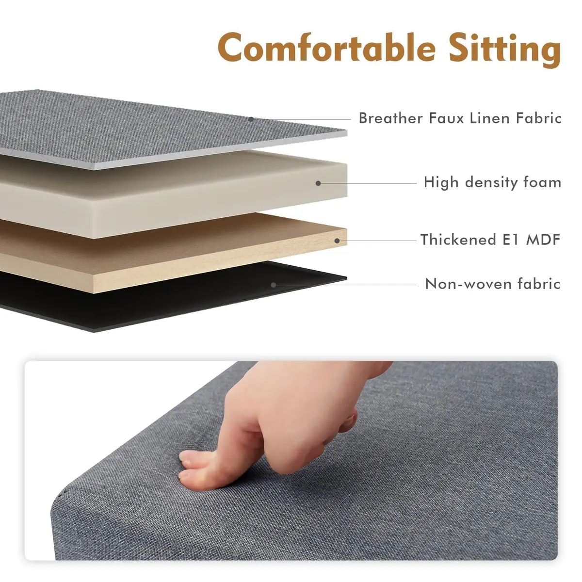 B FSOBEIIALEO Storage Ottoman Cube, 11.8" Linen Grey | Small Foldable Footstool & Storage - view 8